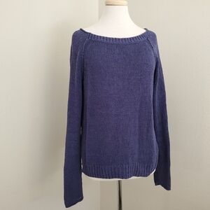 Vince sweater cotton rib knit‎ navy blue pullover boatneck nautical top resort S